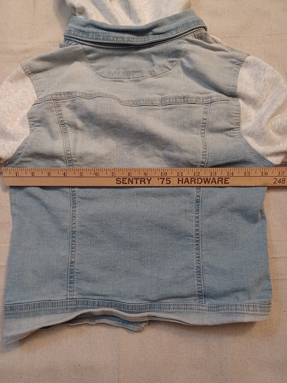 Wallflower The Dreamer Fit Knit-Sleeve Hooded Jean Jacket Juniors Size Medium - Picture 6 of 7